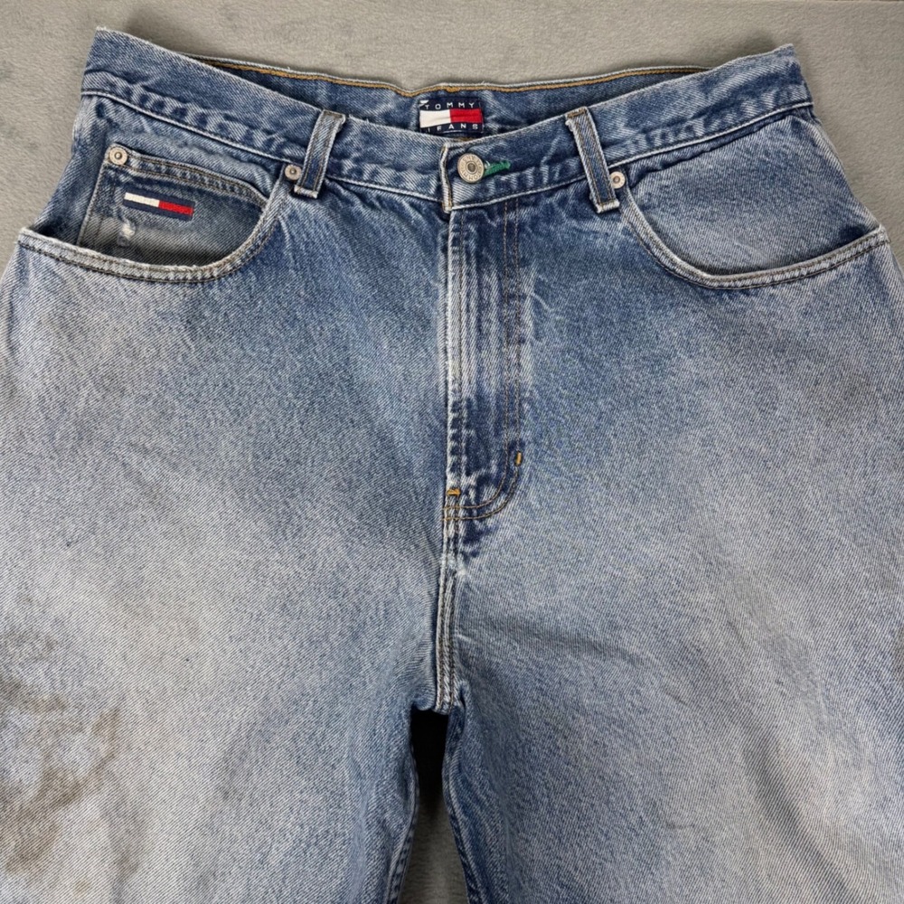 90s Tommy Hilfiger Carpenter Jeans Mens 33x32 Light Distressed 90s Baggy Skater - Picture 11 of 14
